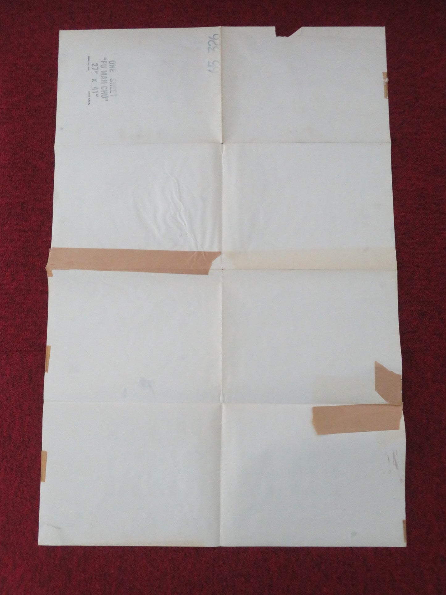 THE FACE OF FU MANCHU FOLDED US ONE SHEET POSTER CHRISTOPHER LEE N. GREEN 1965 Movie posters