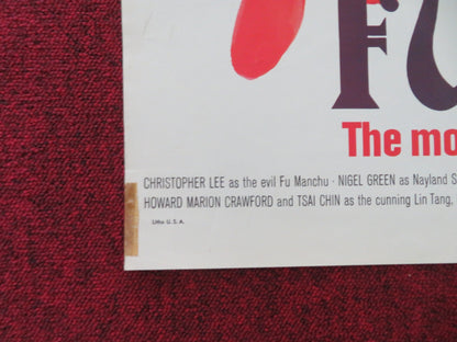 THE FACE OF FU MANCHU FOLDED US ONE SHEET POSTER CHRISTOPHER LEE N. GREEN 1965 Movie posters