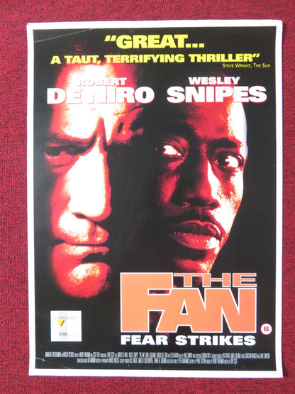 THE FAN VHS POSTER ROLLED ROBERT DE NIRO WESLEY SNIPES 1996 Rendezvous Cinema Movie posters