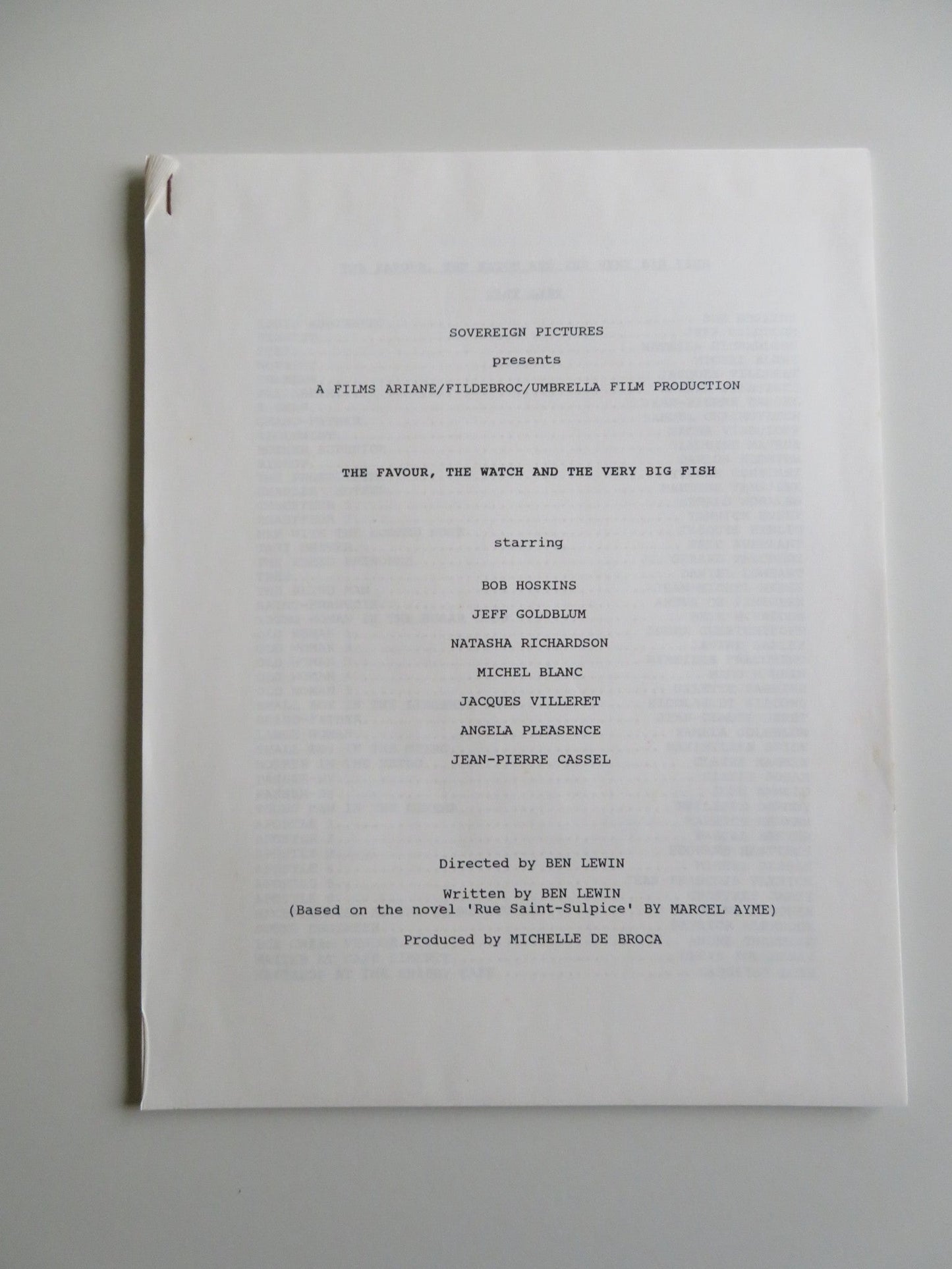 THE FAVOUR, THE WATCH AND THE VERY BIG FISH PRESS KIT 1991 BOB HOSKINS GOLDBLUM Movie posters