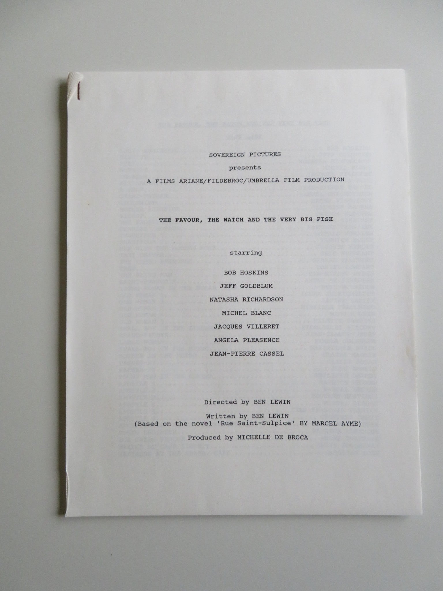 THE FAVOUR, THE WATCH AND THE VERY BIG FISH PRESS KIT 1991 BOB HOSKINS GOLDBLUM Movie posters