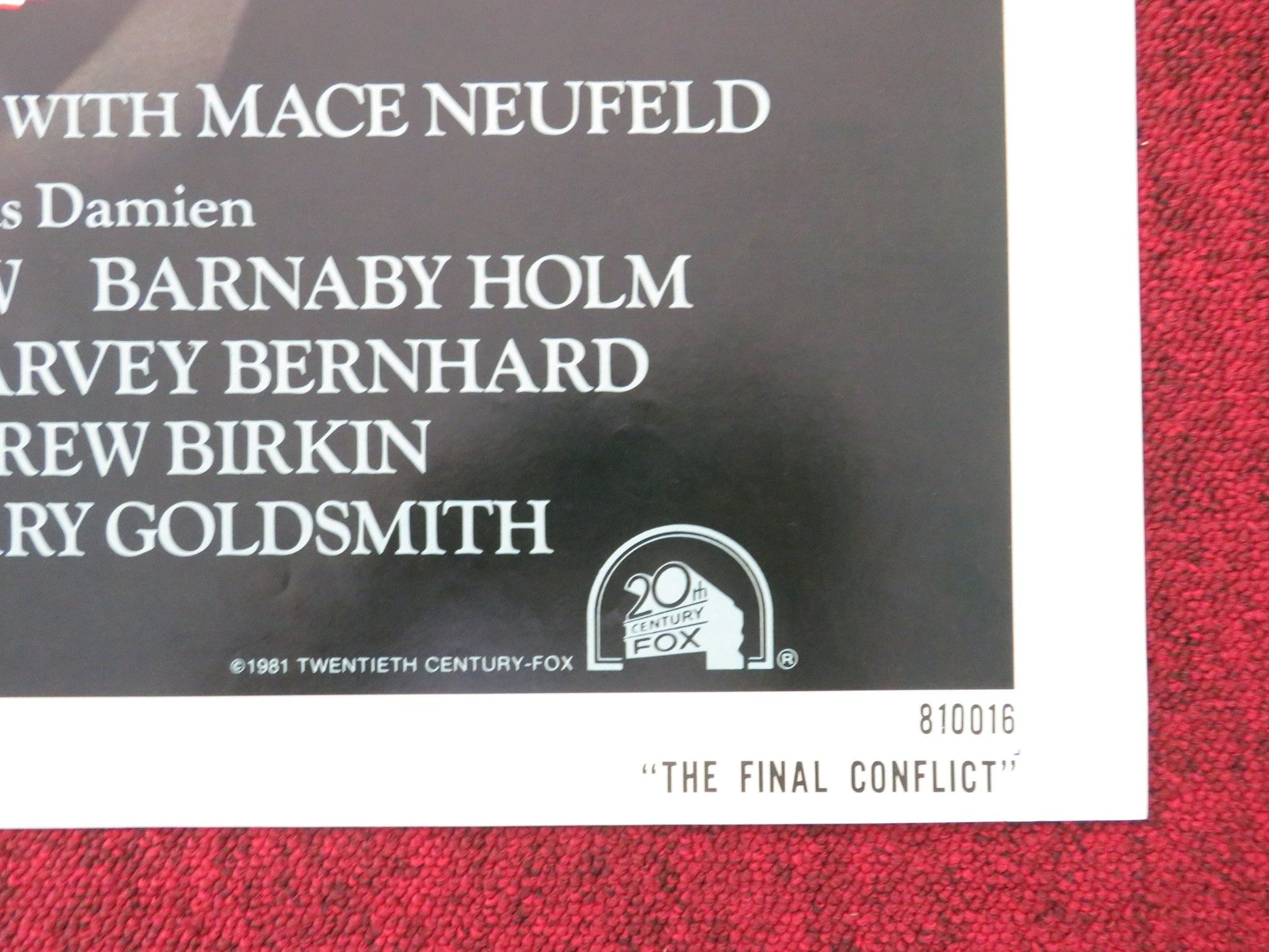 THE FINAL CONFLICT - OMEN 3 FOLDED US ONE SHEET POSTER SAM NEILL BRAZZI 1981 Movie posters