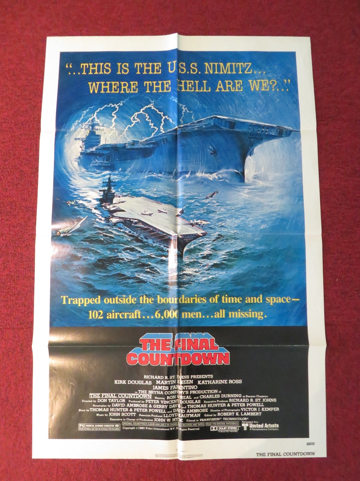 THE FINAL COUNTDOWN FOLDED US ONE SHEET POSTER KIRK DOUGLAS MARTIN SHEEN 1980 Rendezvous Cinema Movie posters