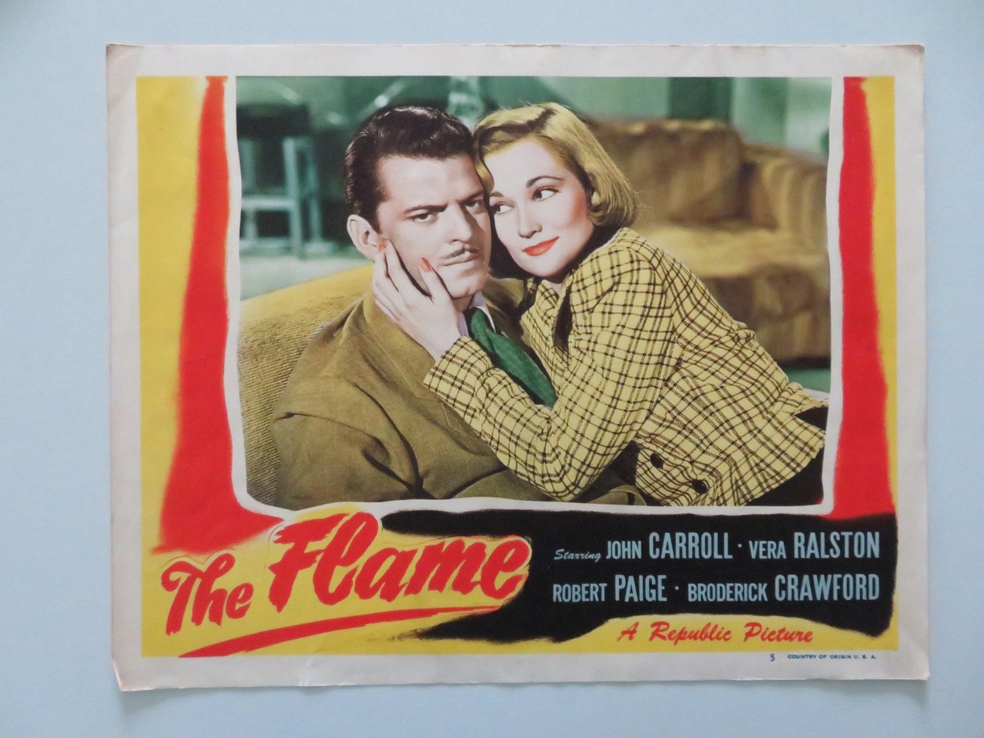 THE FLAME - #5 LOBBY CARD JOHN CARROLL VERA RALSTON 1947 Rendezvous Cinema Movie posters