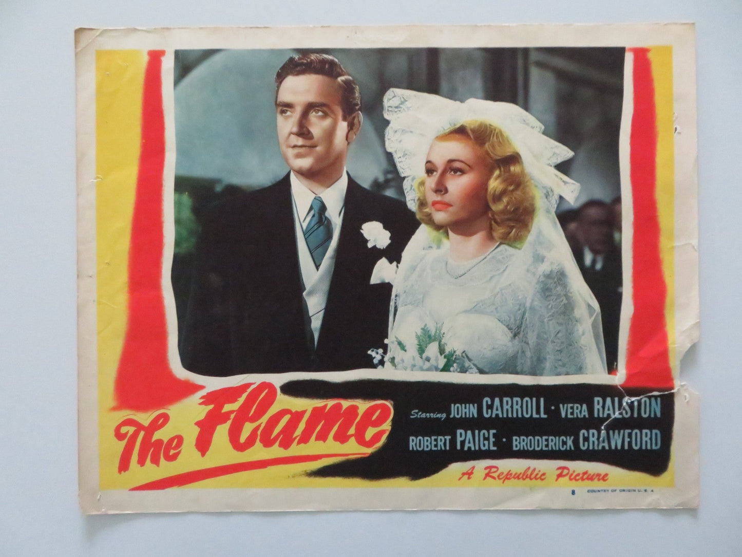 THE FLAME - #8 LOBBY CARD JOHN CARROLL VERA RALSTON 1947 Rendezvous Cinema Movie posters