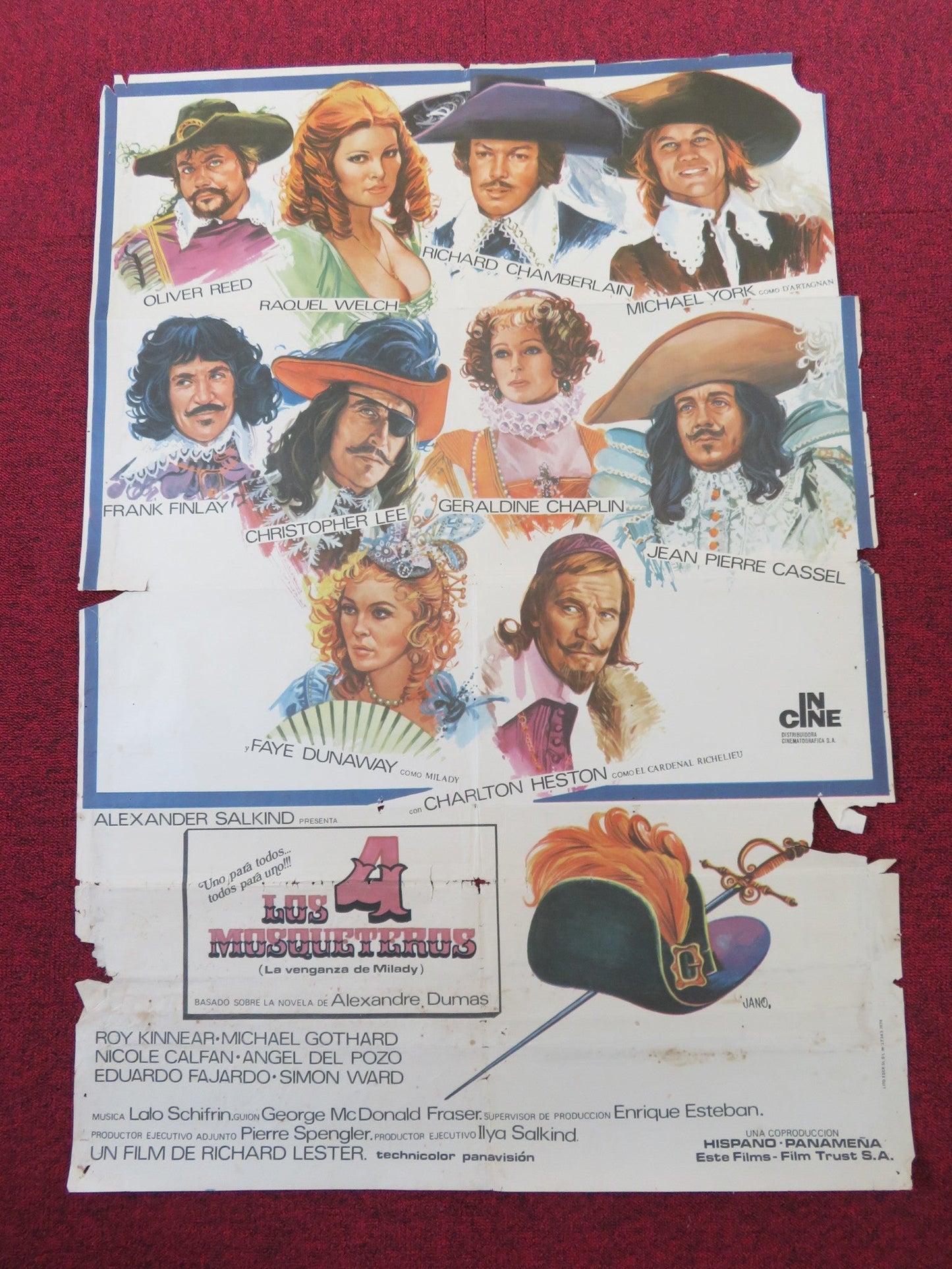 THE FOUR MUSKETEERS: MILADY'S REVENGE SPANISH POSTER OLIVER REED R. WELCH 1974 Rendezvous Cinema Movie posters