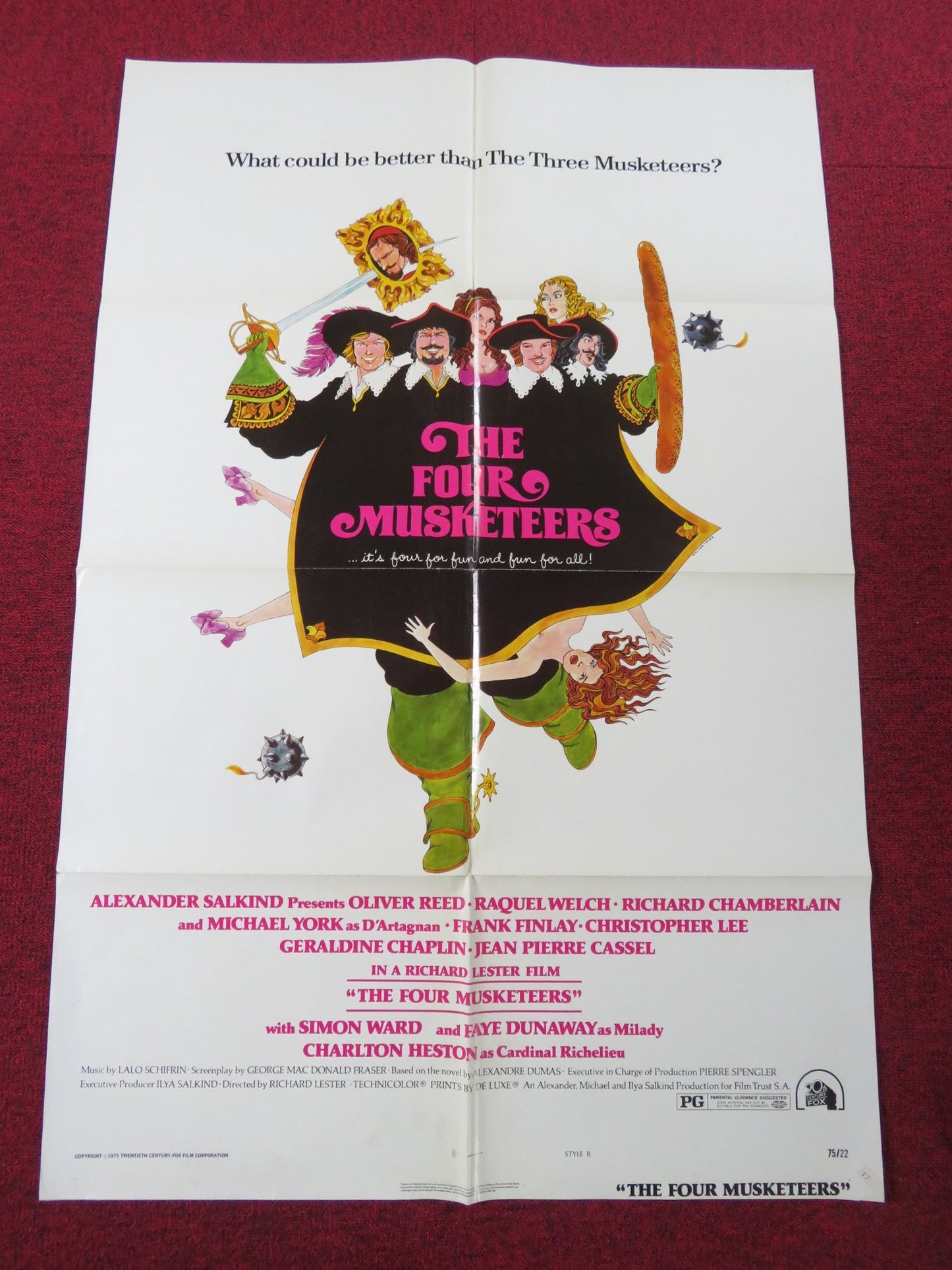 THE FOUR MUSKETEERS STYLE B FOLDED US ONE SHEET POSTER OLVIER REED R. WELCH 1974 Rendezvous Cinema Movie posters