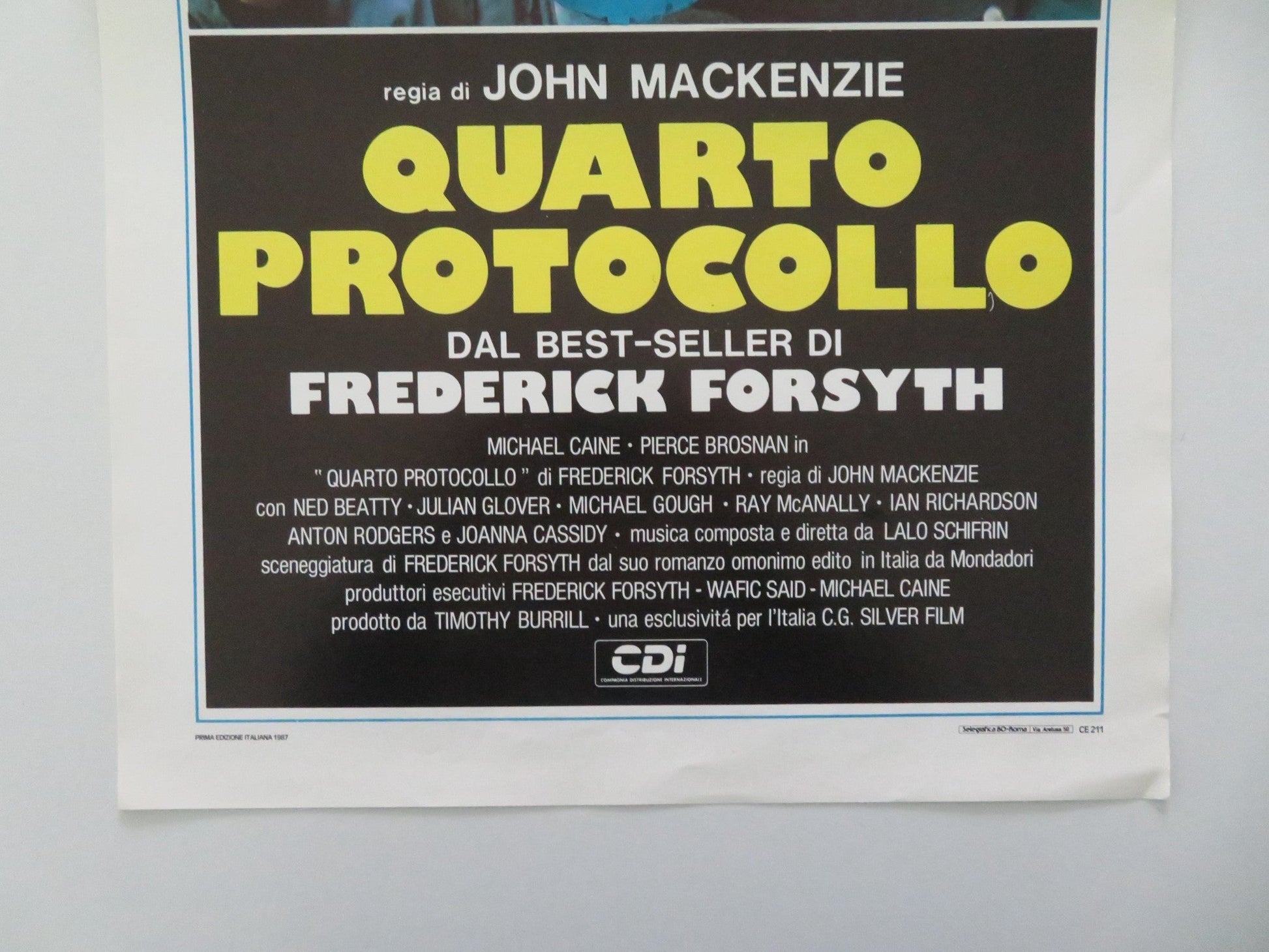 THE FOURTH PROTOCOL ITALIAN LOCANDINA POSTER MICHAEL CAINE PIERCE BROSNAN 1987 Movie posters
