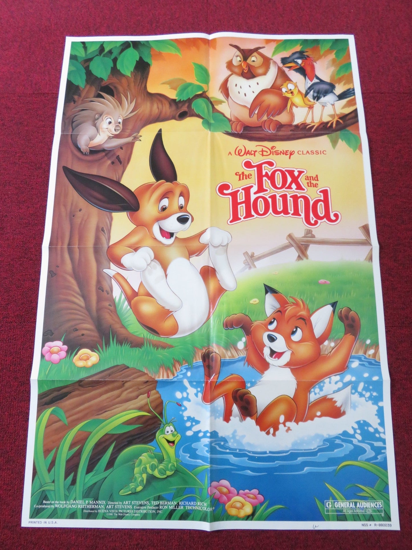 THE FOX AND THE HOUND FOLDED US ONE SHEET POSTER DISNEY KURT RUSSELL ROONEY 1988 Rendezvous Cinema Movie posters