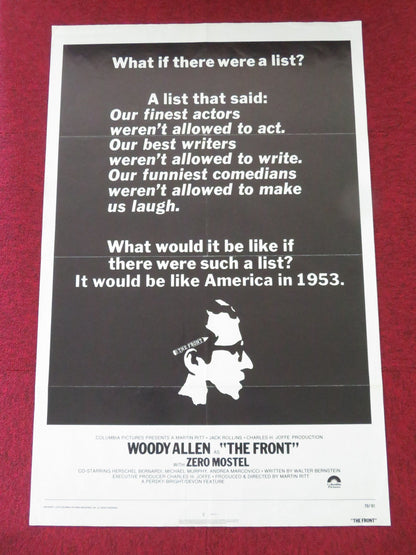 THE FRONT US ONE SHEET ROLLED POSTER WOODY ALLEN ZERO MOSTEL 1976 Movie posters