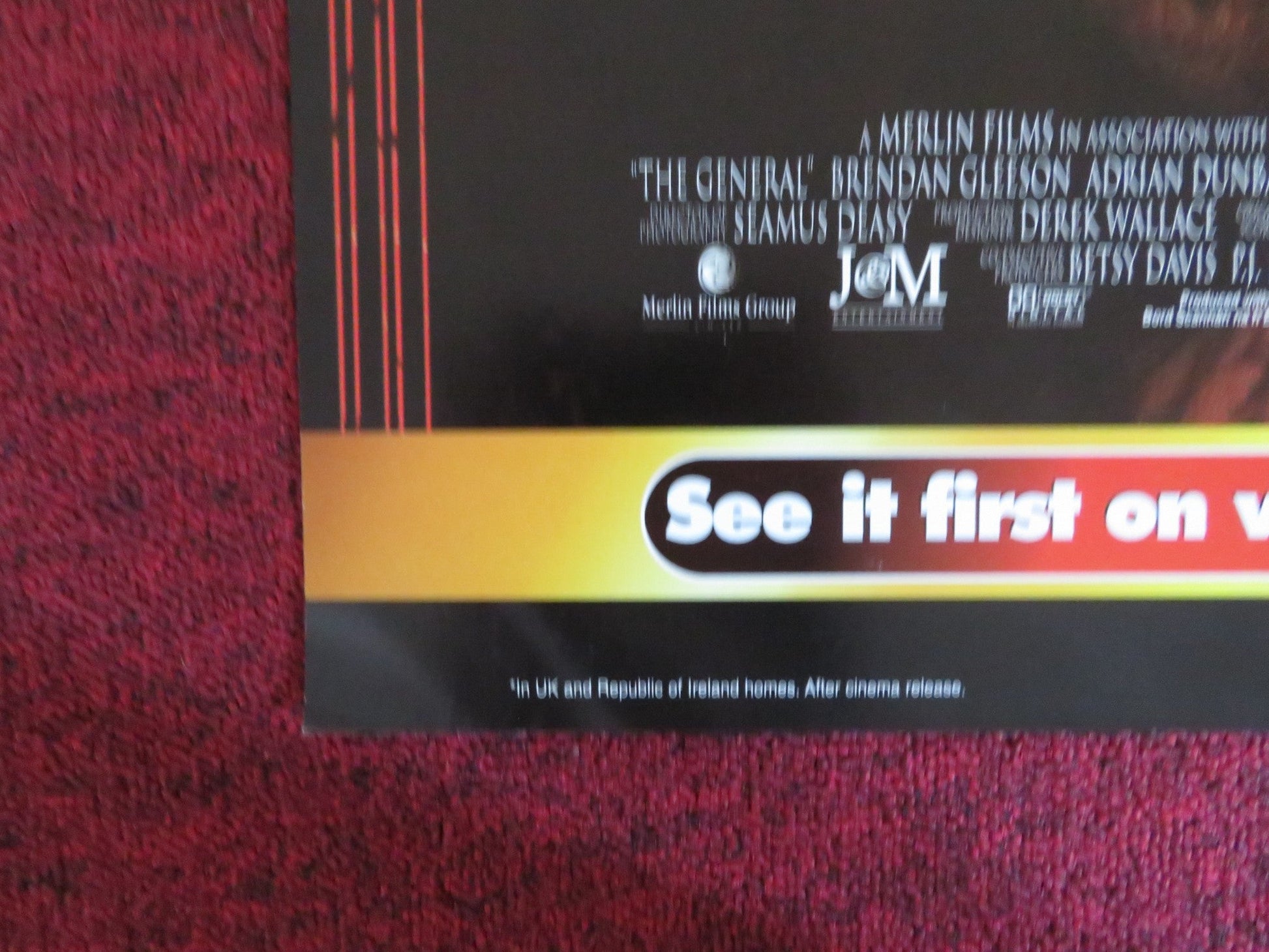 THE GENERAL VHS VIDEO POSTER BRENDAN GLEESON JON VOIGHT 1998 Rendezvous Cinema Movie posters