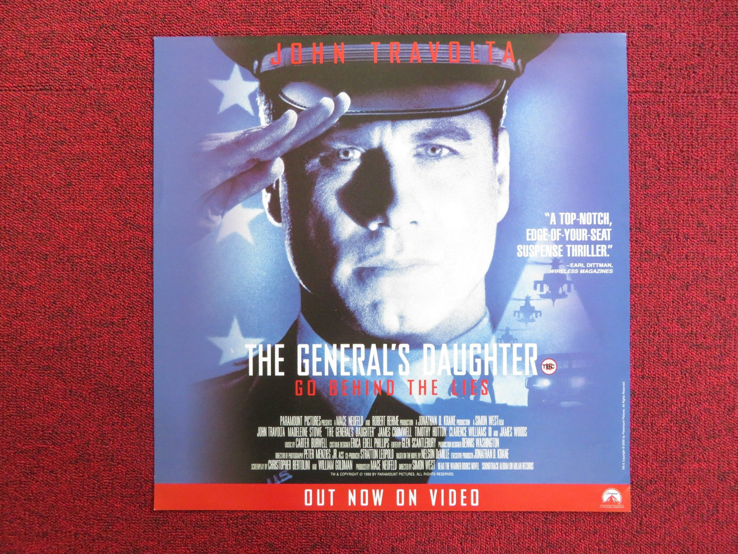 THE GENERAL'S DAUGHTER VHS VIDEO POSTER JOHN TRAVOLTA MADELEINE STOWE 1999 Rendezvous Cinema Movie posters