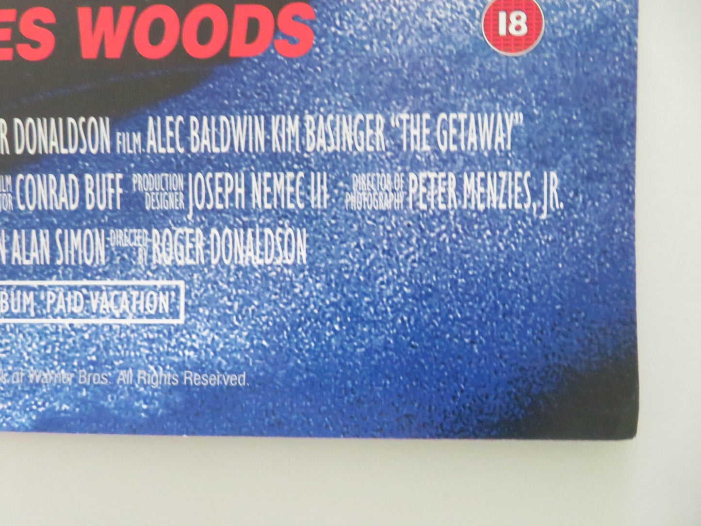 THE GETAWAY VHS VIDEO POSTER ALEC BALDWIN KIM BASINGER 1994 Movie posters