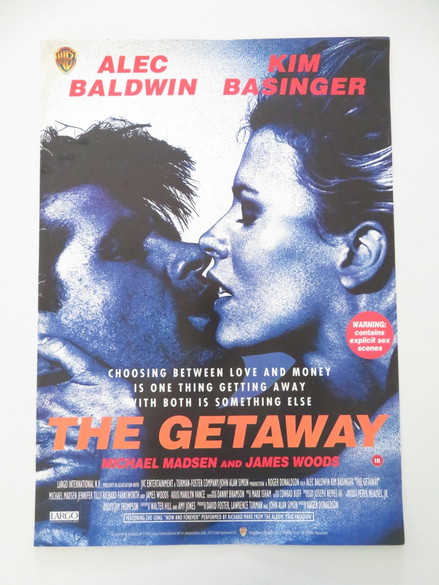 THE GETAWAY VHS VIDEO POSTER ALEC BALDWIN KIM BASINGER 1994 Movie posters