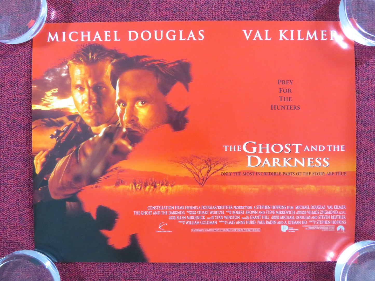 THE GHOST AND THE DARKNESS UK MINI QUAD POSTER MICHAEL DOUGLAS VAL KILMER 1996 Rendezvous Cinema Movie posters