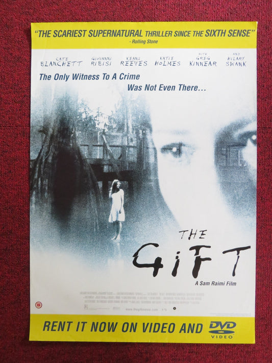 THE GIFT VHS & DVD VIDEO POSTER CATE BLANCHETT KEANU REEVES 2000 Rendezvous Cinema Movie posters