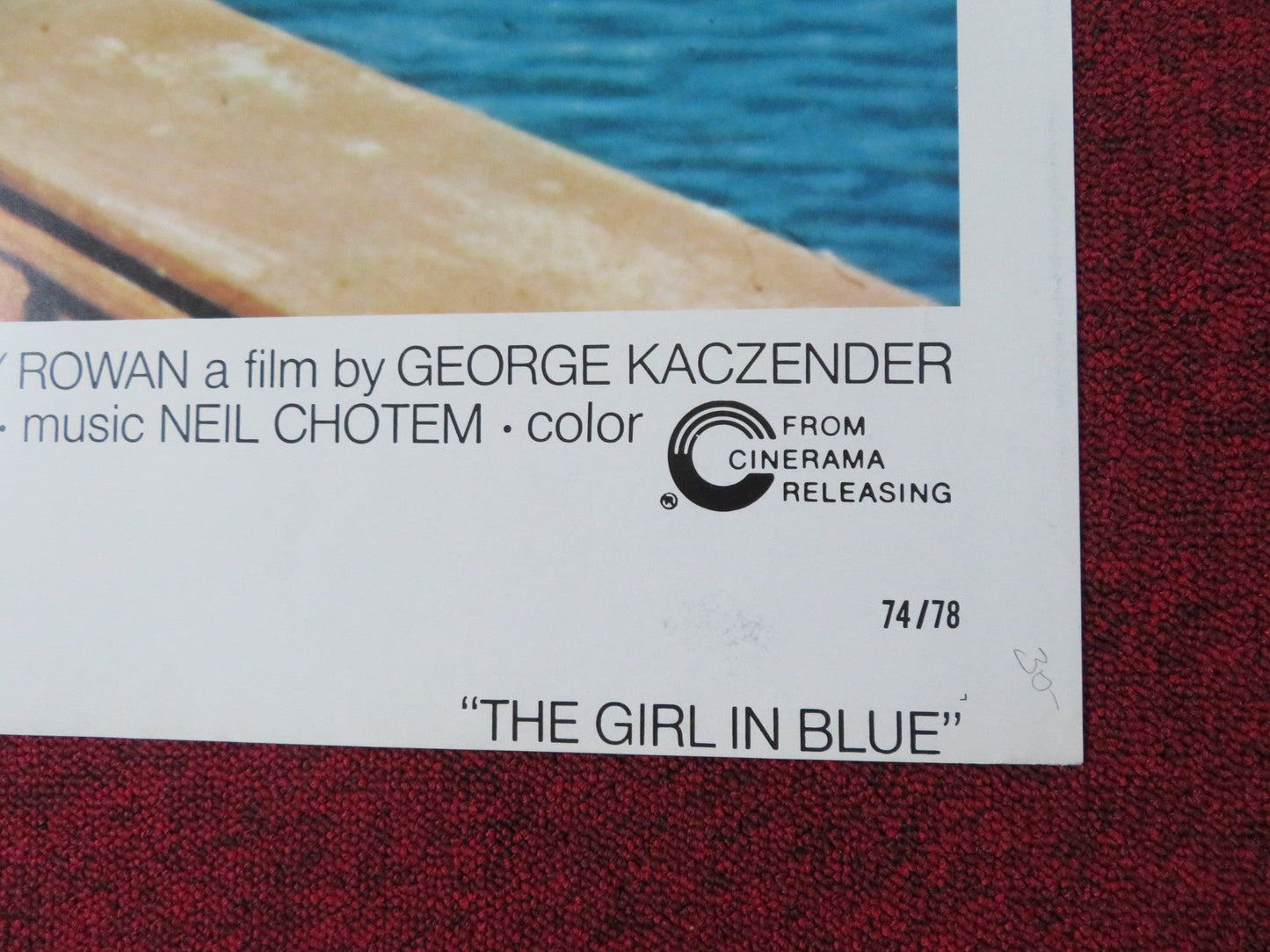 THE GIRL IN BLUE FOLDED US ONE SHEET POSTER DAVID SELBY MAUD ADAMS 1974 Rendezvous Cinema Movie posters