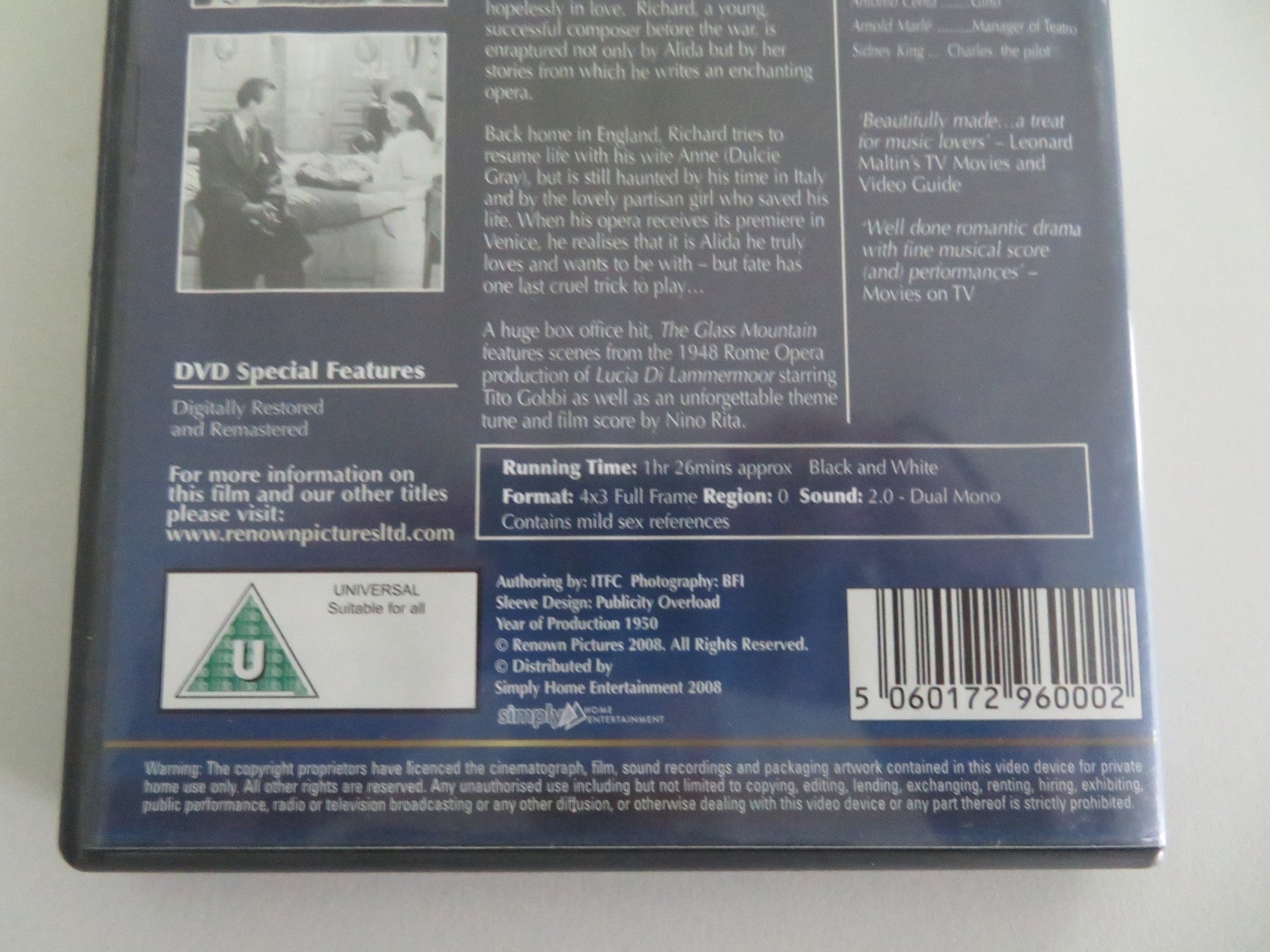 THE GLASS MOUNTAIN (DVD) DULCIE GRAY MICHAEL DENISON 1949 REGION 0 Movie posters