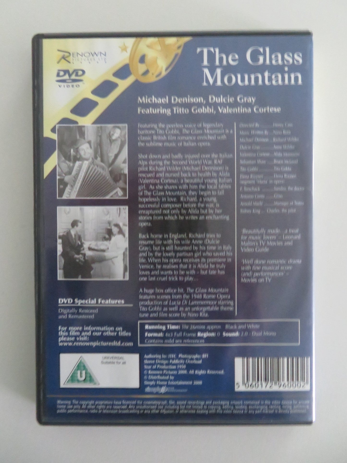 THE GLASS MOUNTAIN (DVD) DULCIE GRAY MICHAEL DENISON 1949 REGION 0 Movie posters