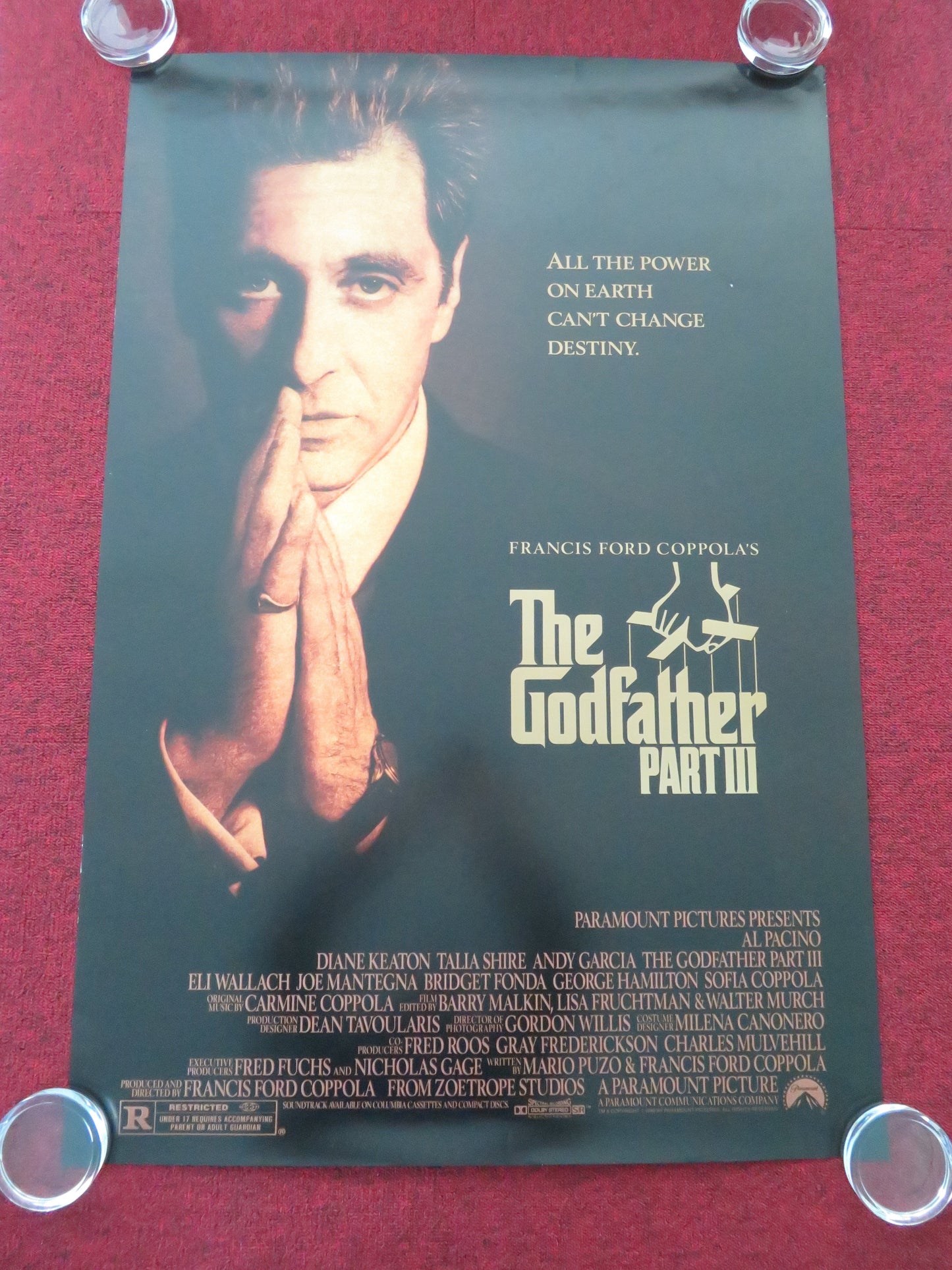 The Godfather Part III US One Sheet Rolled Poster Al Pacino Diane Keaton 1990 Movie posters