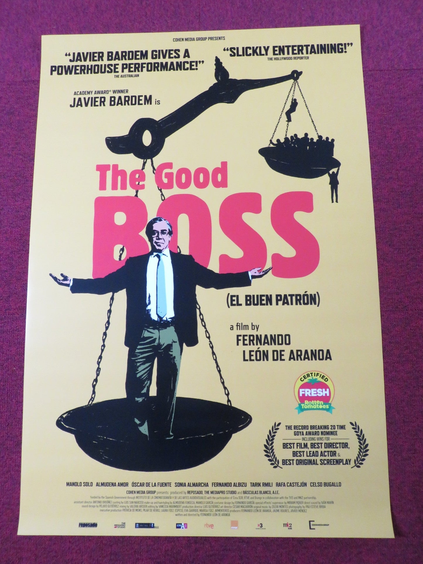 THE GOOD BOSS US ONE SHEET ROLLED POSTER JAVIER BARDEM MANOLO SOLO 2021 Rendezvous Cinema Movie posters