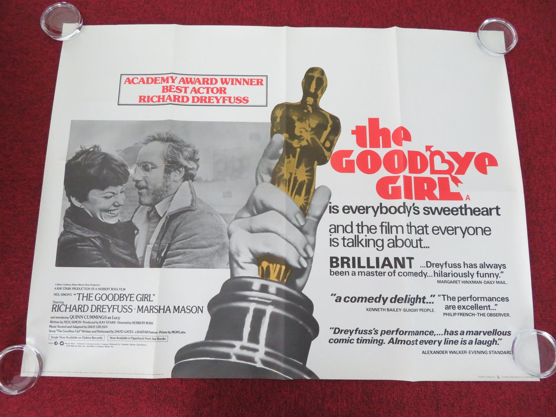 The Goodbye Girl UK Quad Rolled Poster Richard Dreyfuss Marsha Mason 1977 Movie posters