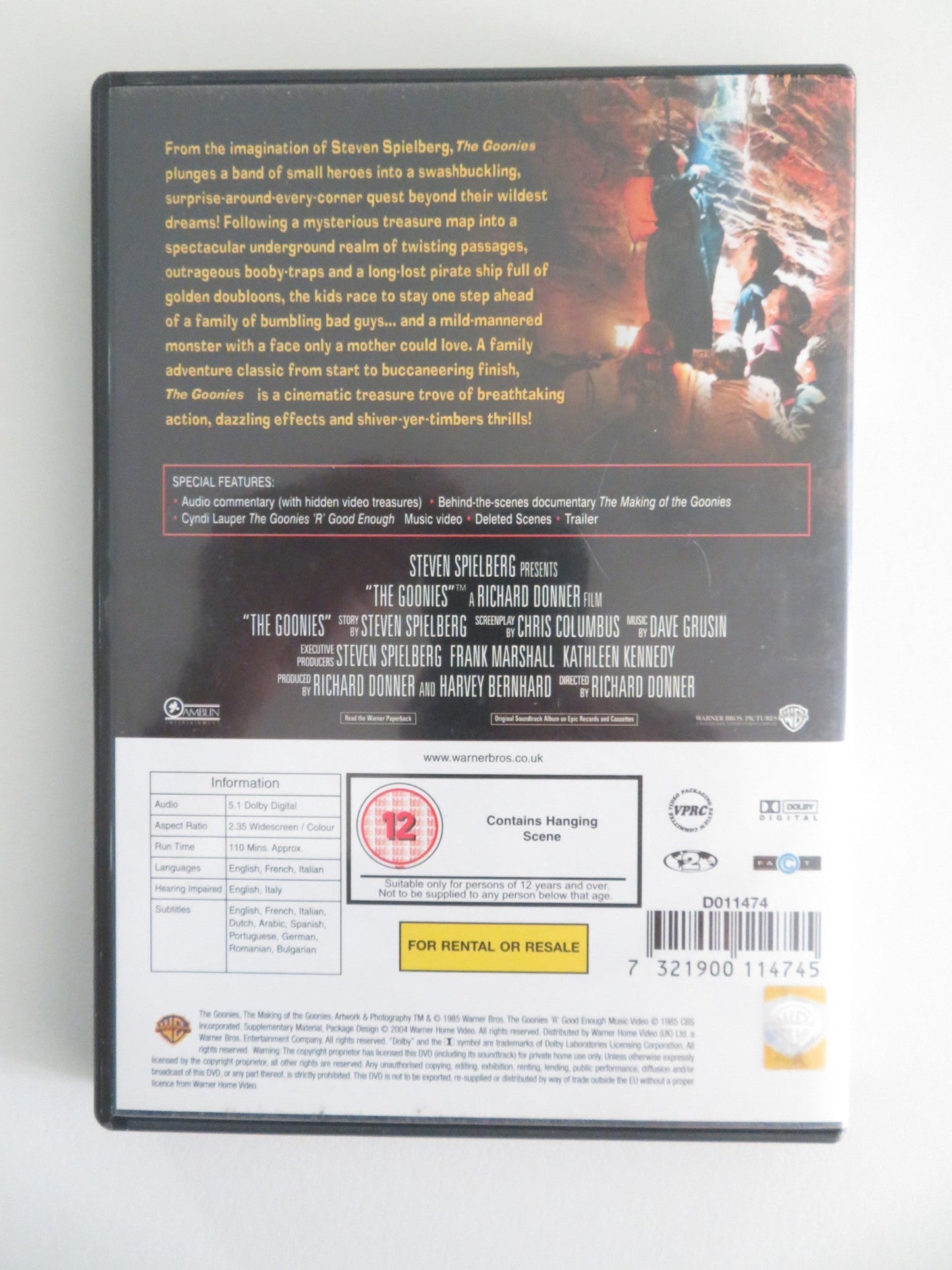 THE GOONIES - FULL LENGTH VERSION (DVD) SEAN ASTIN JOSH BROLIN 1985 REGION 2 Movie posters