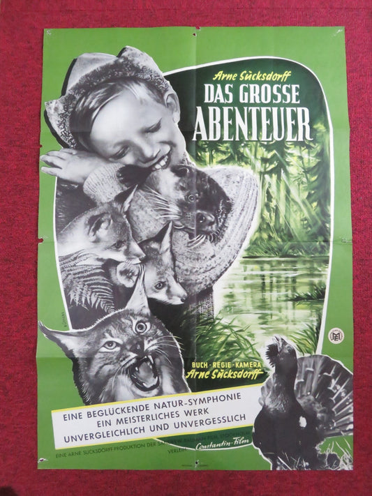THE GREAT ADVENTURE GERMAN A1 POSTER FOLDED GUNNAR SJOBERG ANDERS NOHRBORG 1953 Rendezvous Cinema Movie posters
