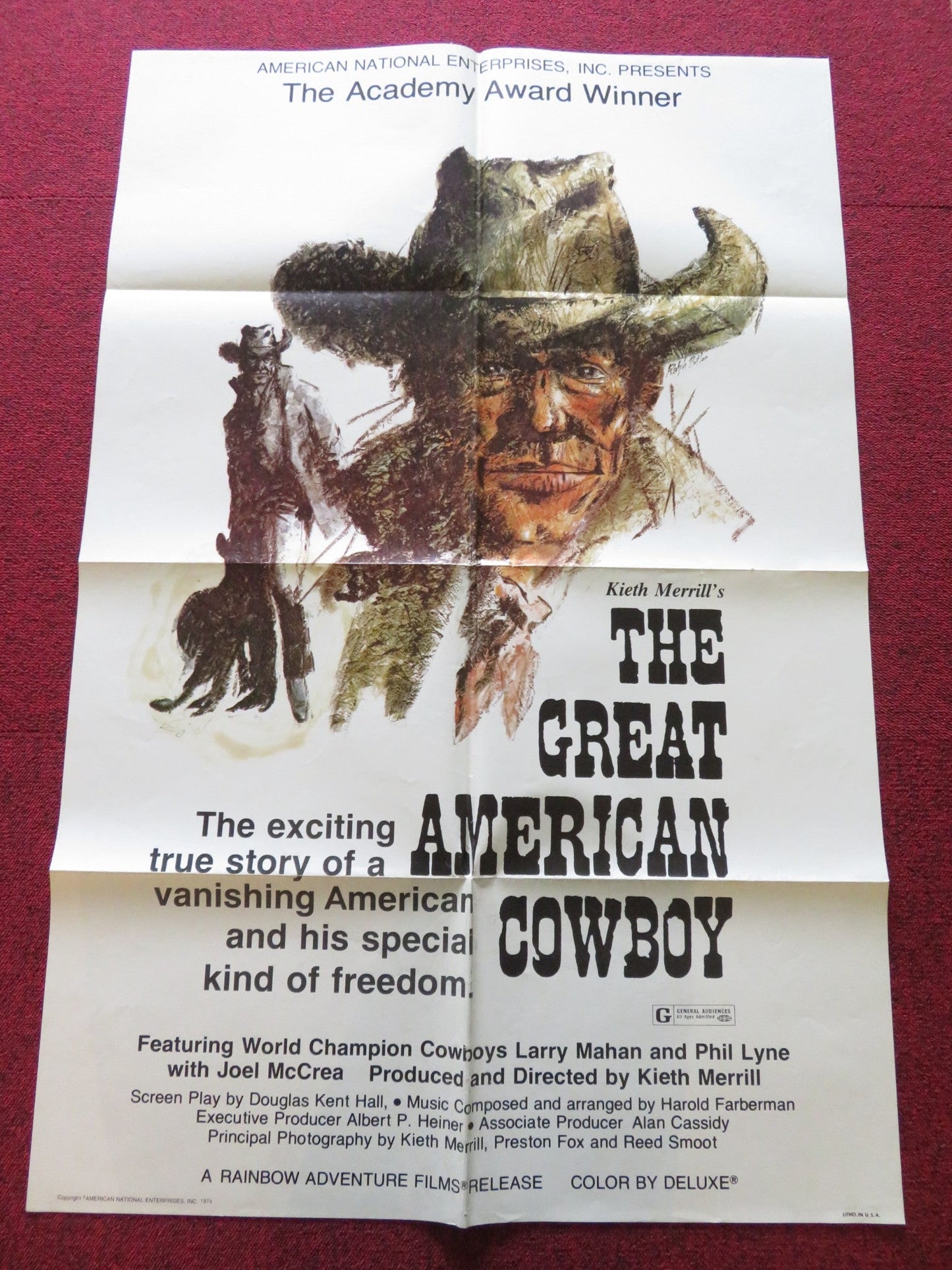 THE GREAT AMERICAN COWBOY - B FOLDED US ONE SHEET POSTER LARRY MAHAN 1974 Rendezvous Cinema Movie posters