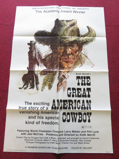 THE GREAT AMERICAN COWBOY - B FOLDED US ONE SHEET POSTER LARRY MAHAN 1974 Rendezvous Cinema Movie posters