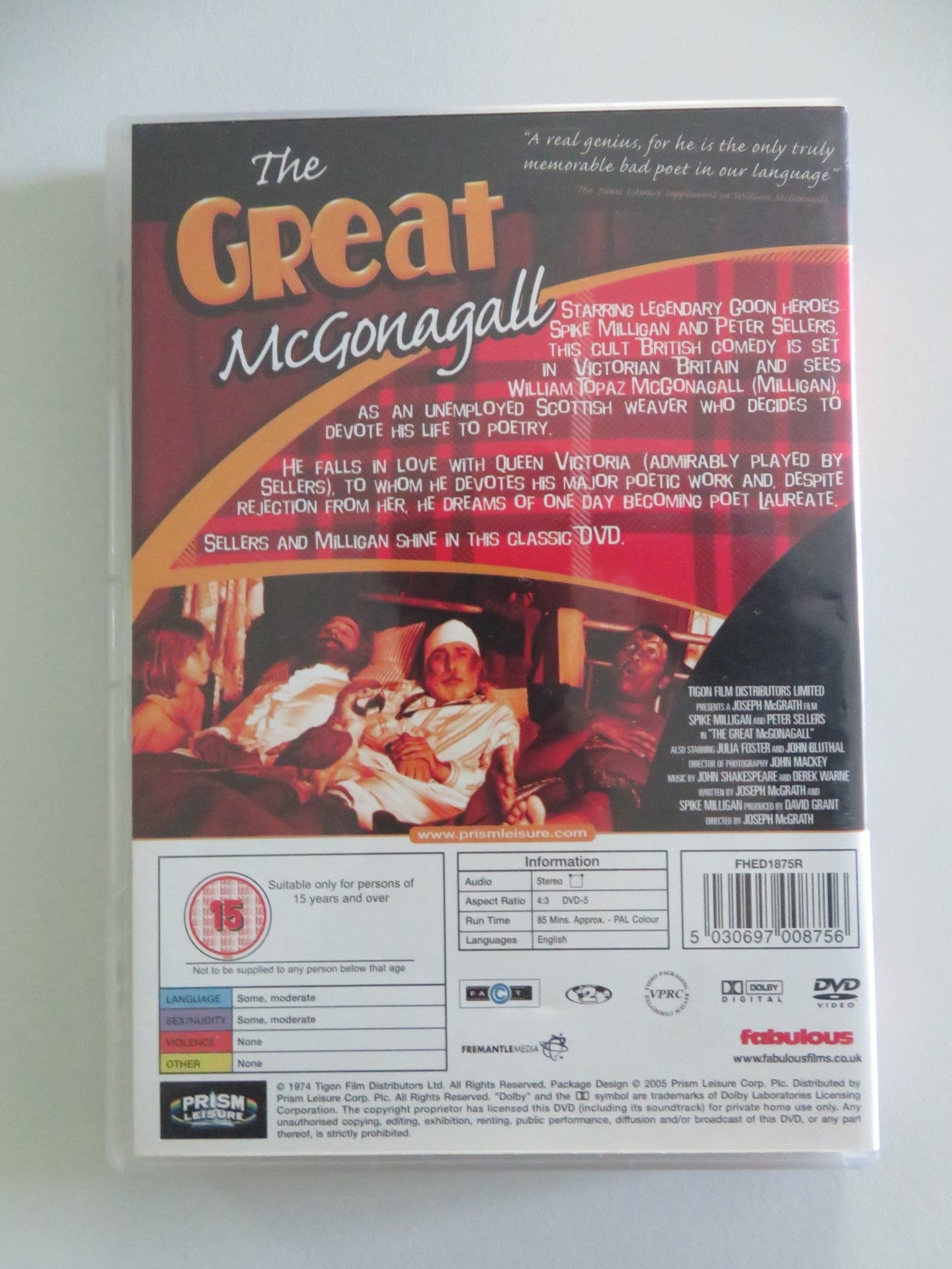 The Great McGonagall (DVD) Spike Milligan Peter Sellers 1975 Region 2 Movie posters