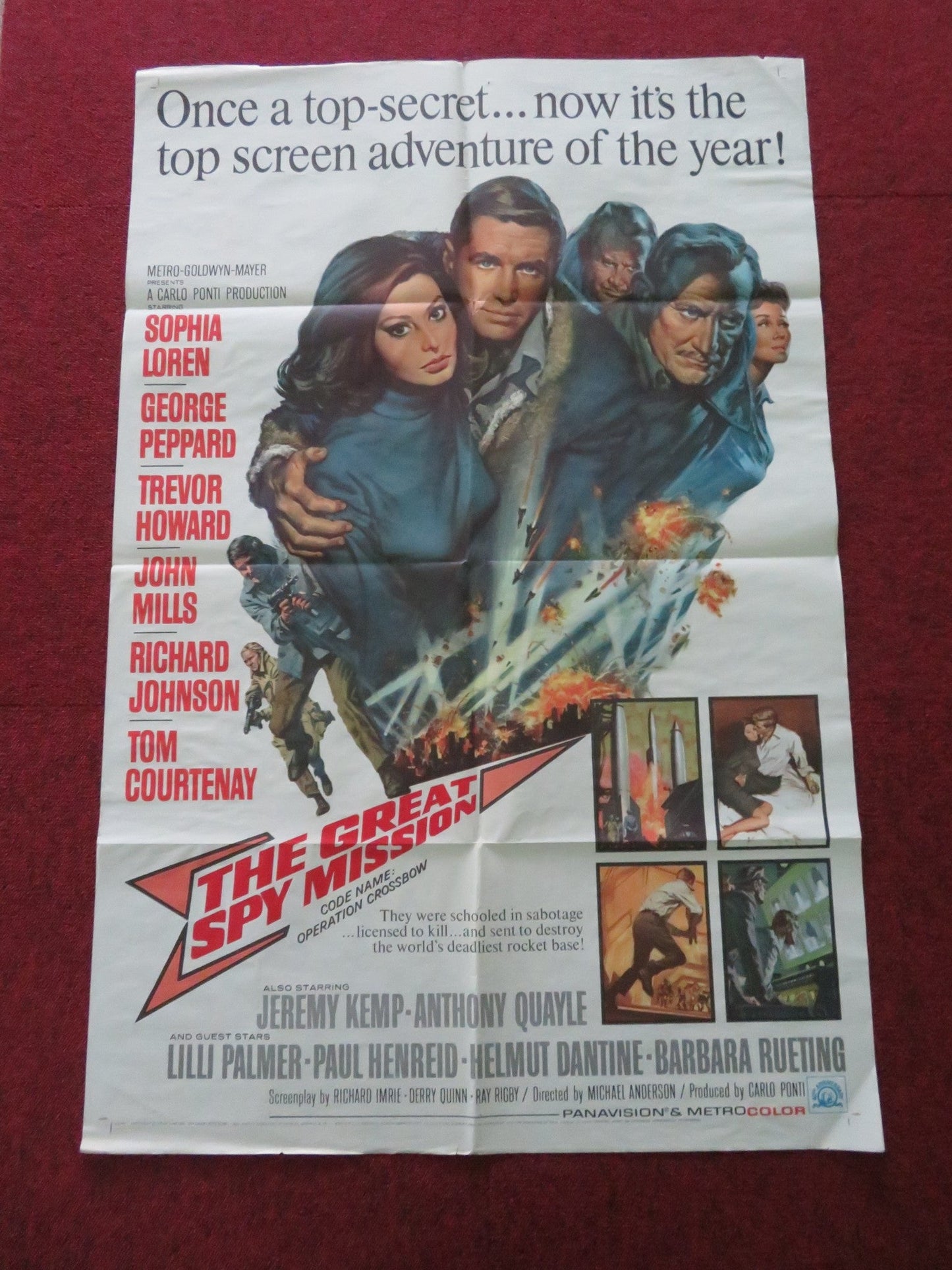 THE GREAT SPY MISSION FOLDED US ONE SHEET POSTER SOPHIA LOREN G. PEPPARD 1965 Movie posters