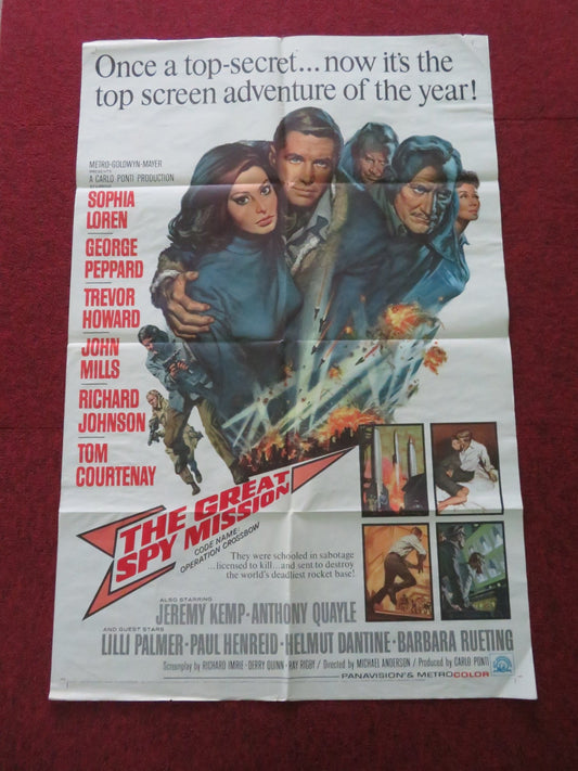 THE GREAT SPY MISSION FOLDED US ONE SHEET POSTER SOPHIA LOREN G. PEPPARD 1965 Movie posters