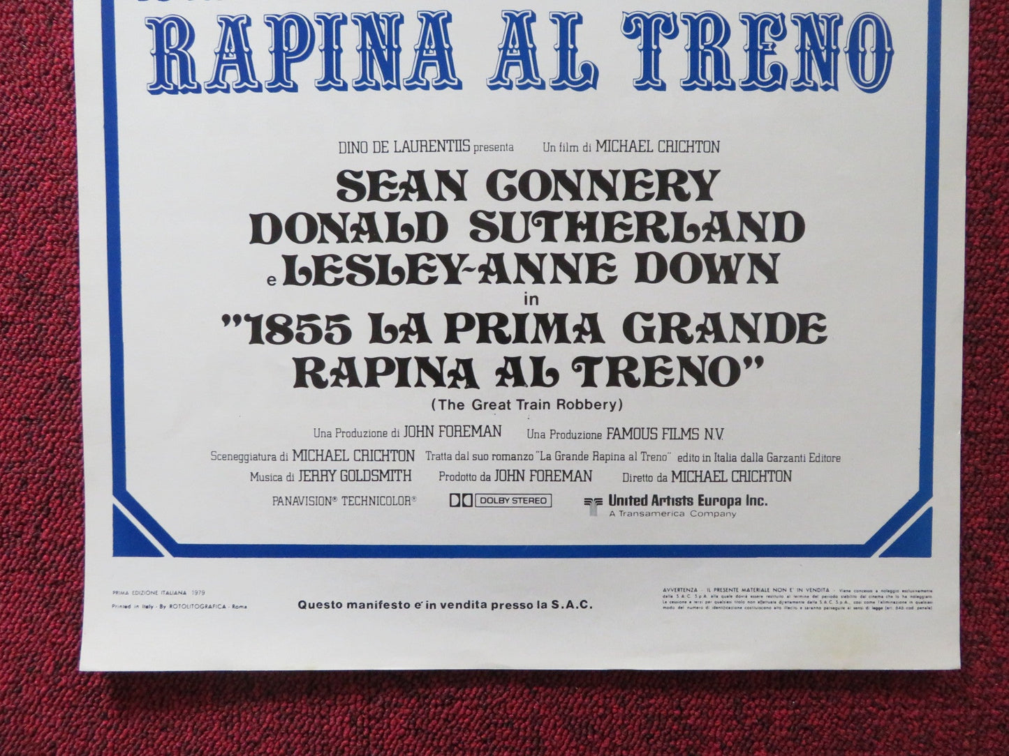 THE GREAT TRAIN ROBBERY ITALIAN LOCANDINA POSTER SEAN CONNERY D. SUTHERLAND 1979 Rendezvous Cinema Movie posters