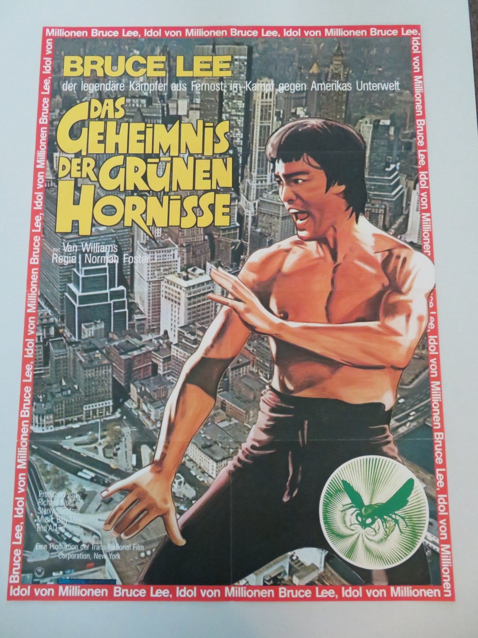 THE GREEN HORNET GERMAN A1 POSTER ROLLED BRUCE LEE VAN WILLIAMS 1975 Movie posters