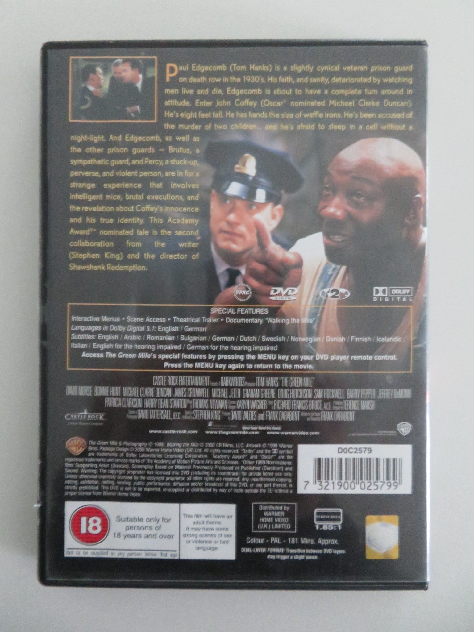 THE GREEN MILE - B (DVD) STEPHEN KING TOM HANKS M. CLARKE DUNCAN 1999 REGION 2 Movie posters