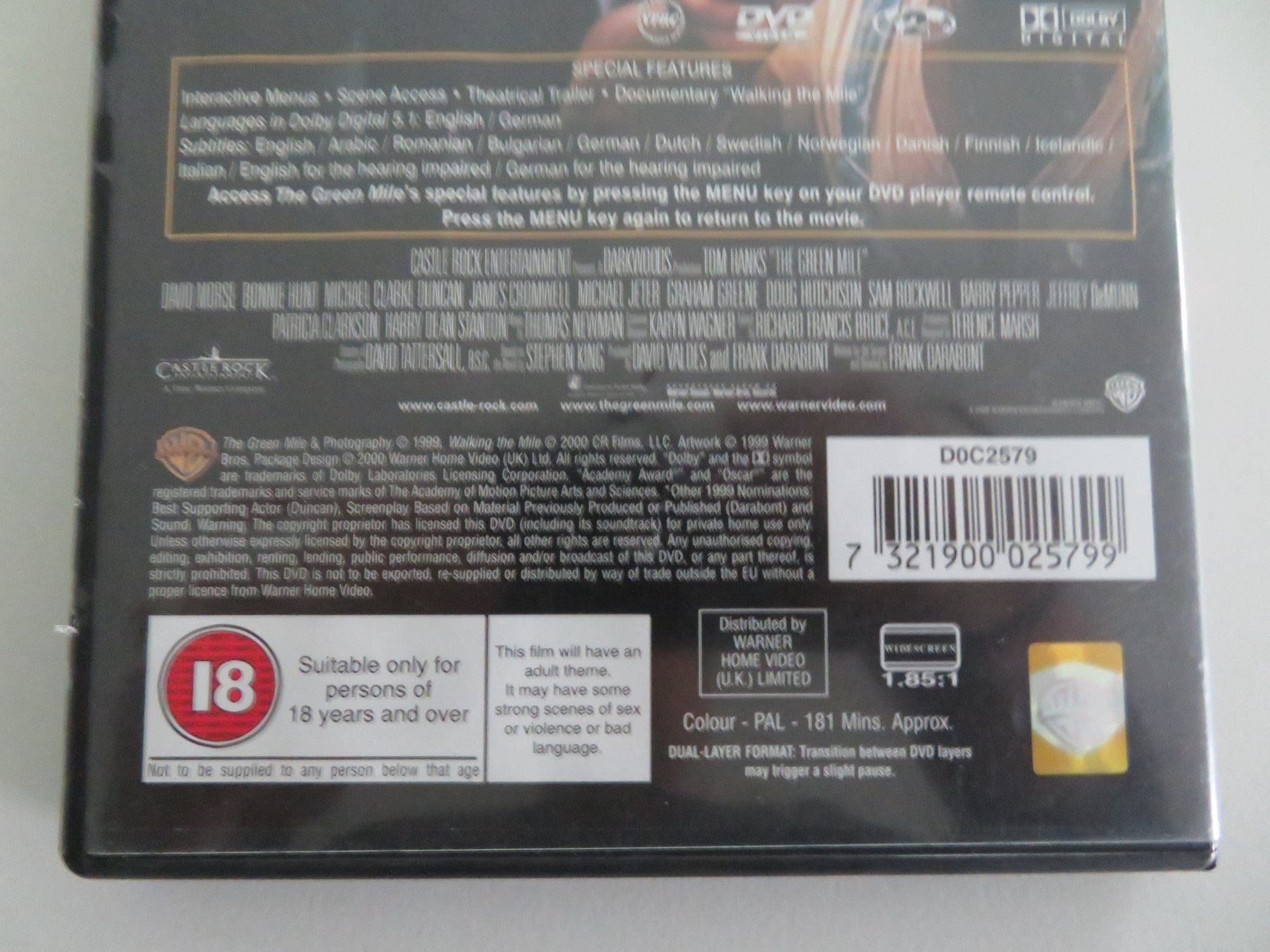 THE GREEN MILE - B (DVD) STEPHEN KING TOM HANKS M. CLARKE DUNCAN 1999 REGION 2 Movie posters