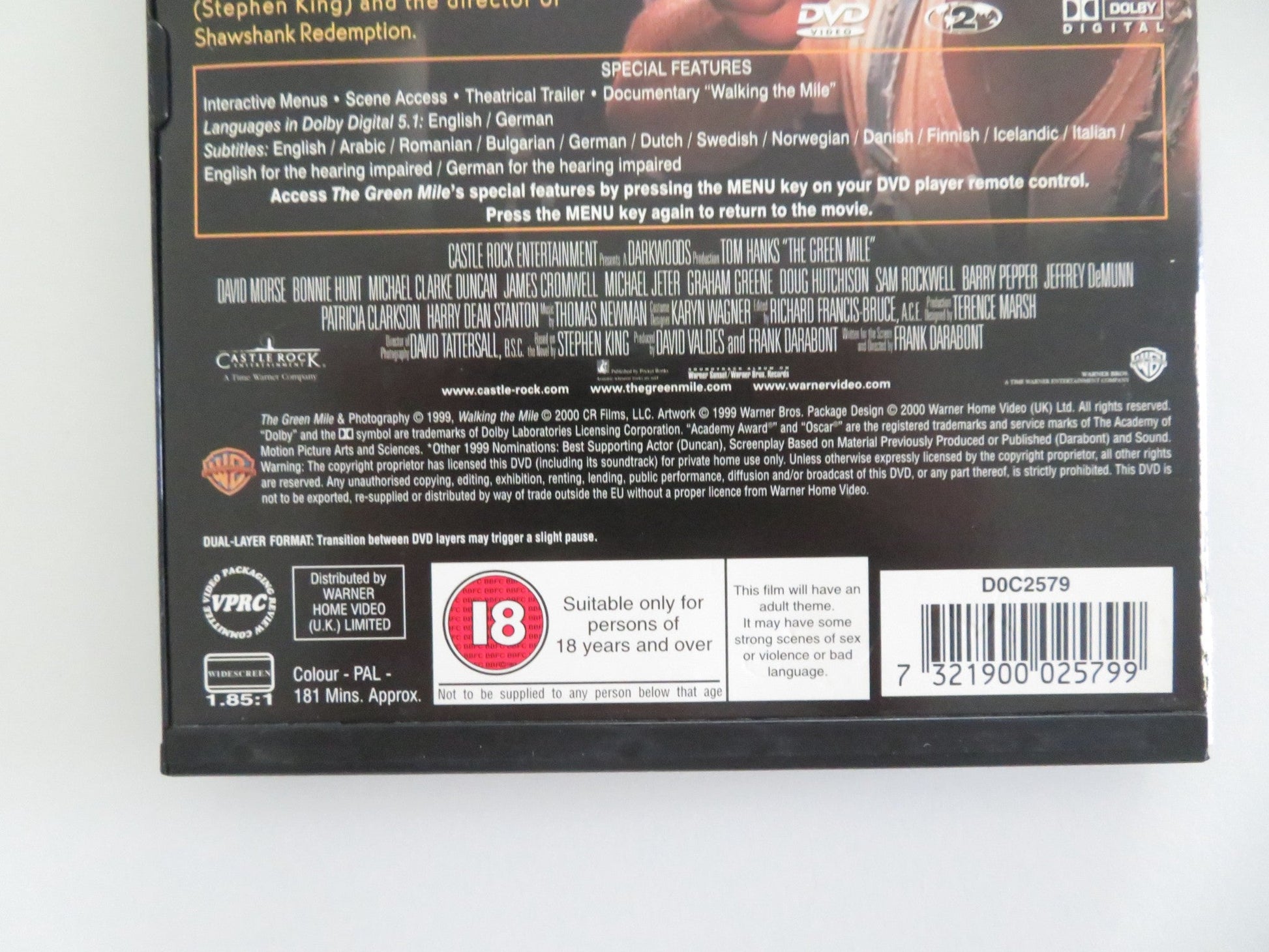 THE GREEN MILE (DVD) TOM HANKS SAM ROCKWELL 1999 REGION 2 Movie posters