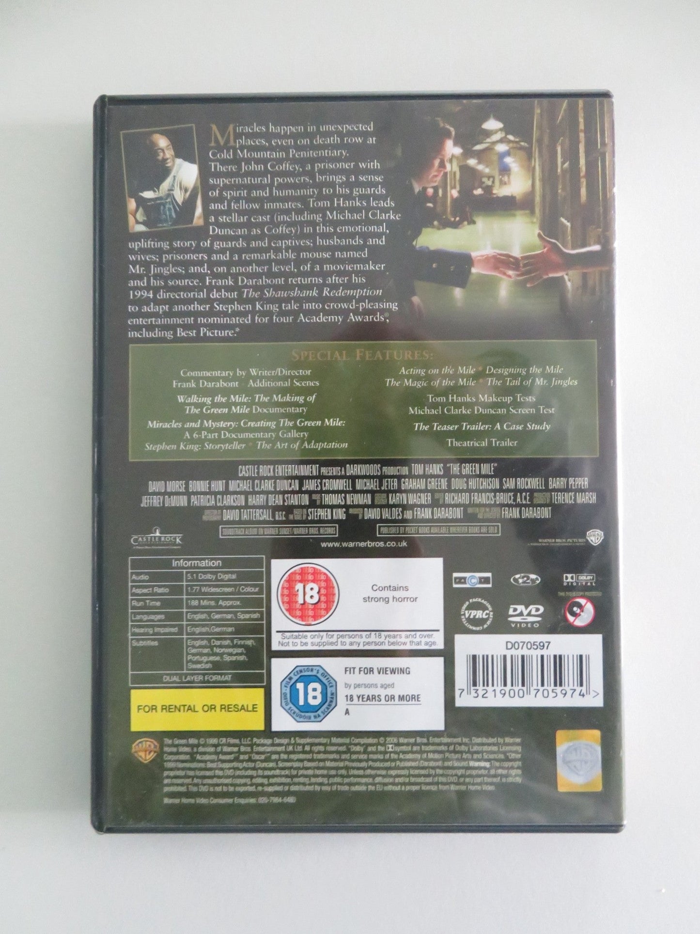 THE GREEN MILE - TWO - DISC SPECIAL EDITION (DVD) TOM HANKS 1999 REGION 2 Movie posters