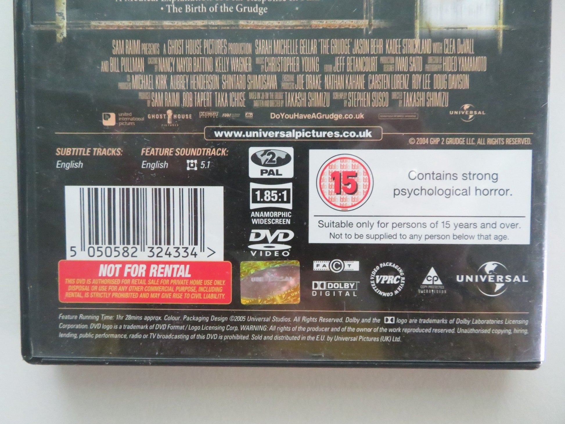 THE GRUDGE (DVD) SARAH MICHELLE GELLAR BILL PULLMAN 2004 REGION 2 Movie posters