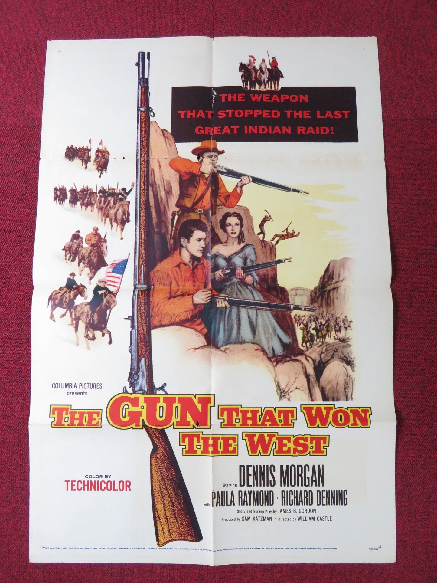 THE GUN THAT WON THE WEST FOLDED US ONE SHEET POSTER DENNIS MORGAN 1955 Rendezvous Cinema Movie posters