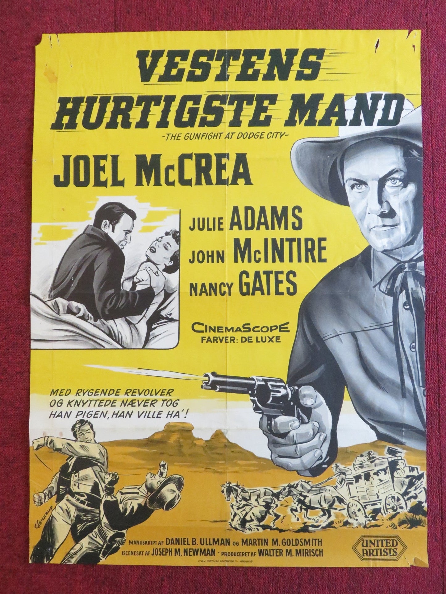 THE GUNFIGHT AT DODGE CITY DANISH POSTER ROLLED JOEL MCCREA JULIE ADAMS 1960 Rendezvous Cinema Movie posters