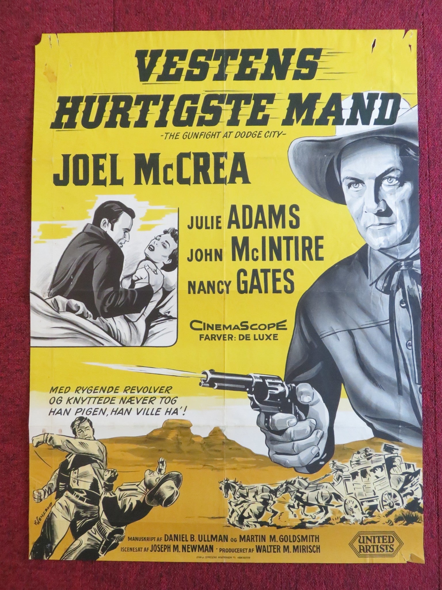 THE GUNFIGHT AT DODGE CITY DANISH POSTER ROLLED JOEL MCCREA JULIE ADAMS 1960 Rendezvous Cinema Movie posters