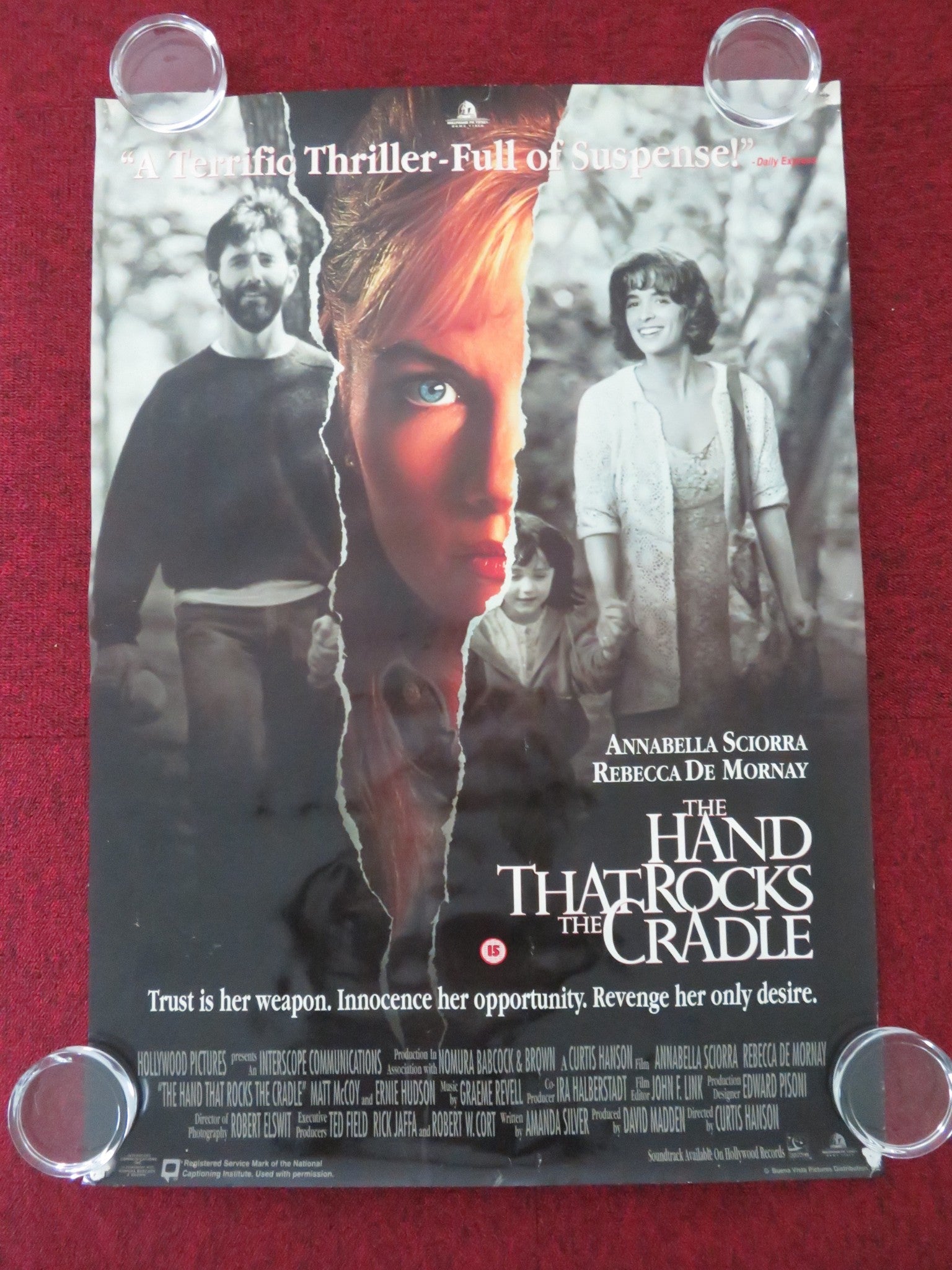 THE HAND THAT ROCKS THE CRADLE POSTER ROLLED REBECCA DE MORNAY MOORE 1992 Movie posters