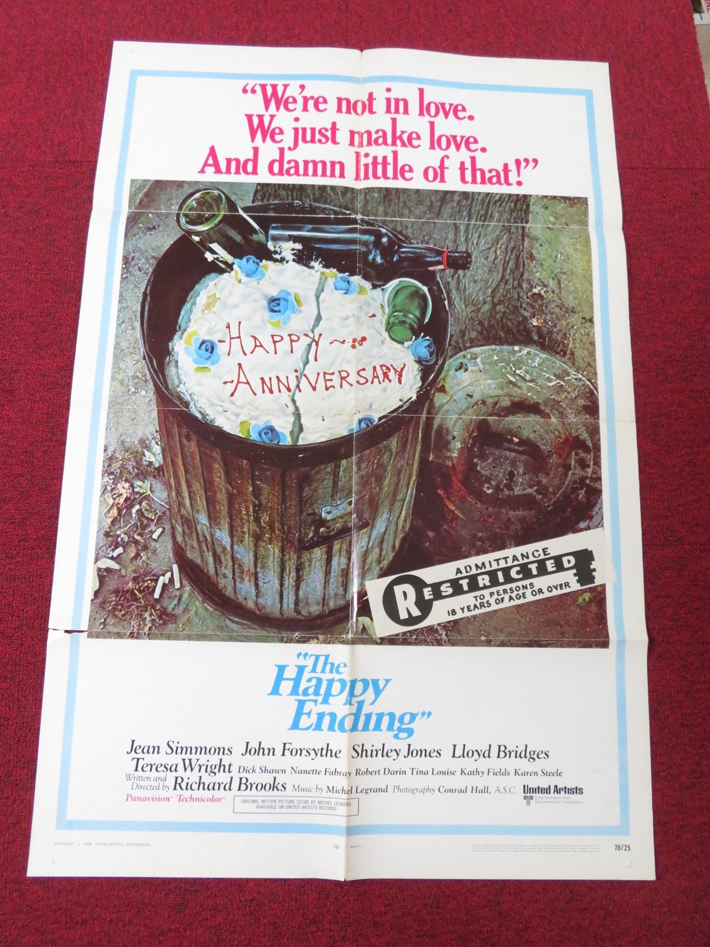 THE HAPPY ENDING FOLDED US ONE SHEET POSTER JEAN SIMMONS JOHN FORSYTHE 1969 Rendezvous Cinema Movie posters