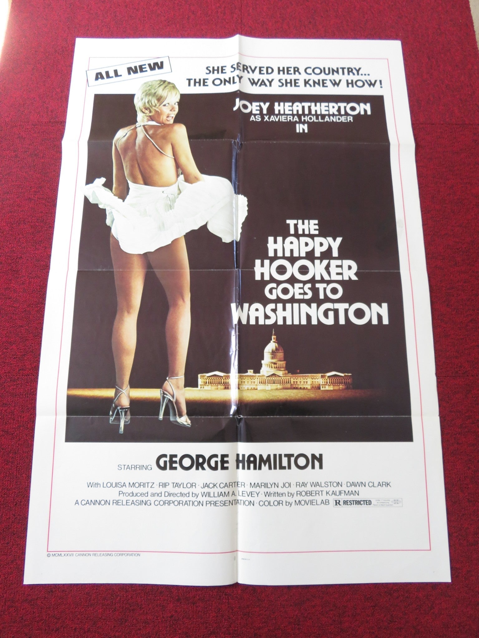 THE HAPPY HOOKER GOES TO WASHINGTON FOLDED US ONE SHEET POSTER G. HAMILTON 1977 Rendezvous Cinema Movie posters