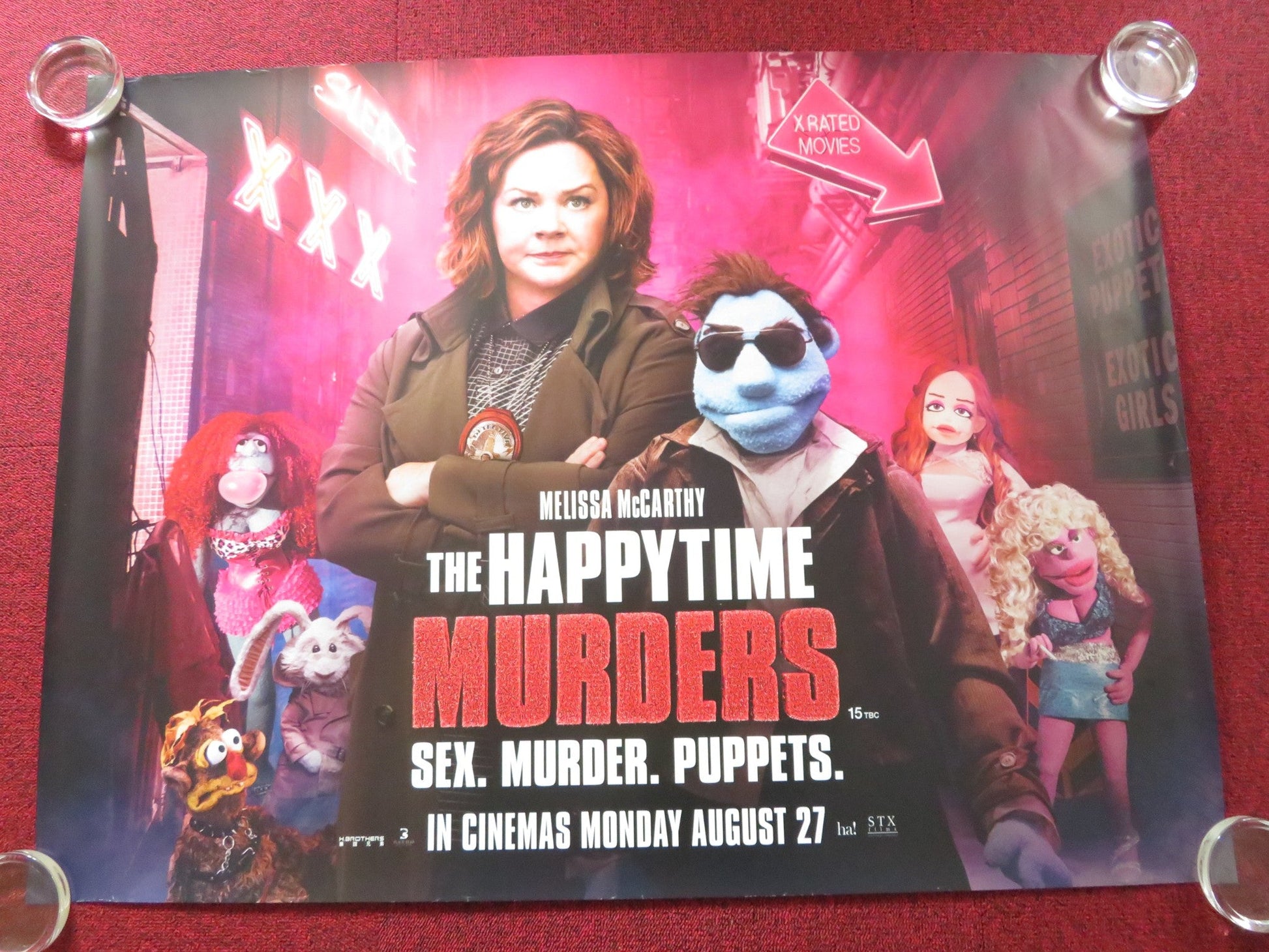 THE HAPPYTIME MURDERS - B UK QUAD ROLLED POSTER MELISSA MCCARTHEY E. BANKS 2018 Rendezvous Cinema Movie posters