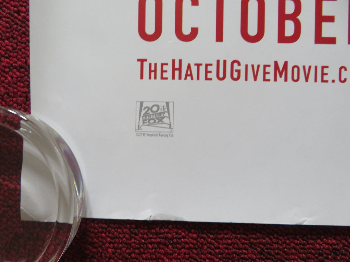 THE HATE U GIVE UK QUAD ROLLED POSTER AMANDLA STENBERG REGINA HALL 2018 Rendezvous Cinema Movie posters