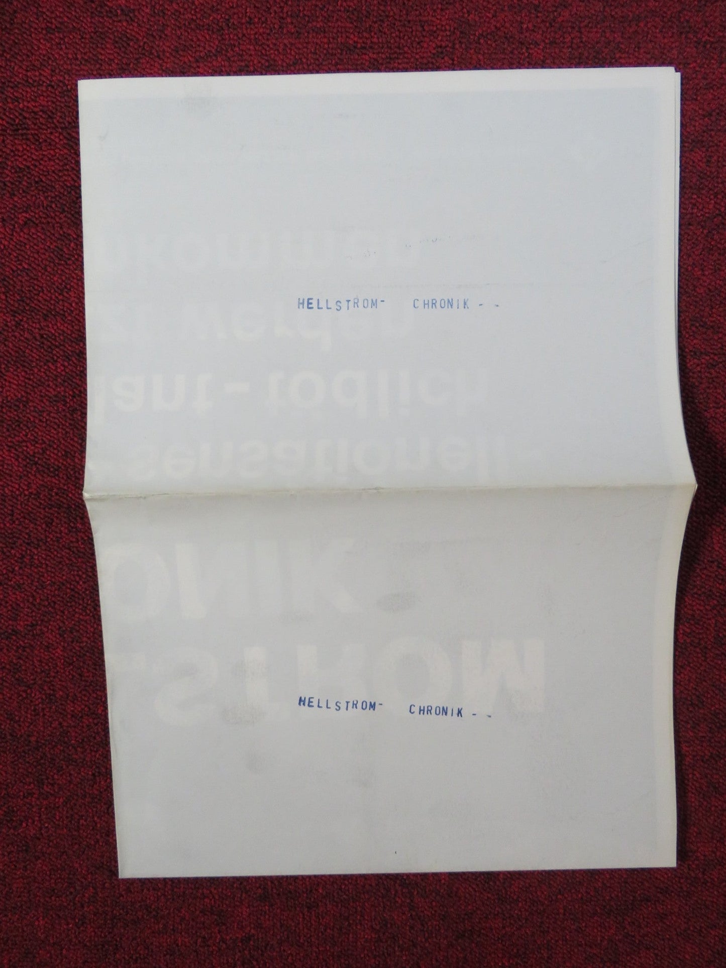 THE HELLSTROM CHRONICLE GERMAN A1 POSTER FOLDED LAWRENCE PRESSMAN 1971 Rendezvous Cinema Movie posters