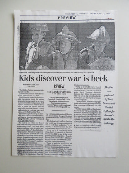 THE HIDDEN FORTRESS PRESS KIT 2001 MATTHEW DUPUIS ROXANE GAUDETTE - LOISEAU Movie posters